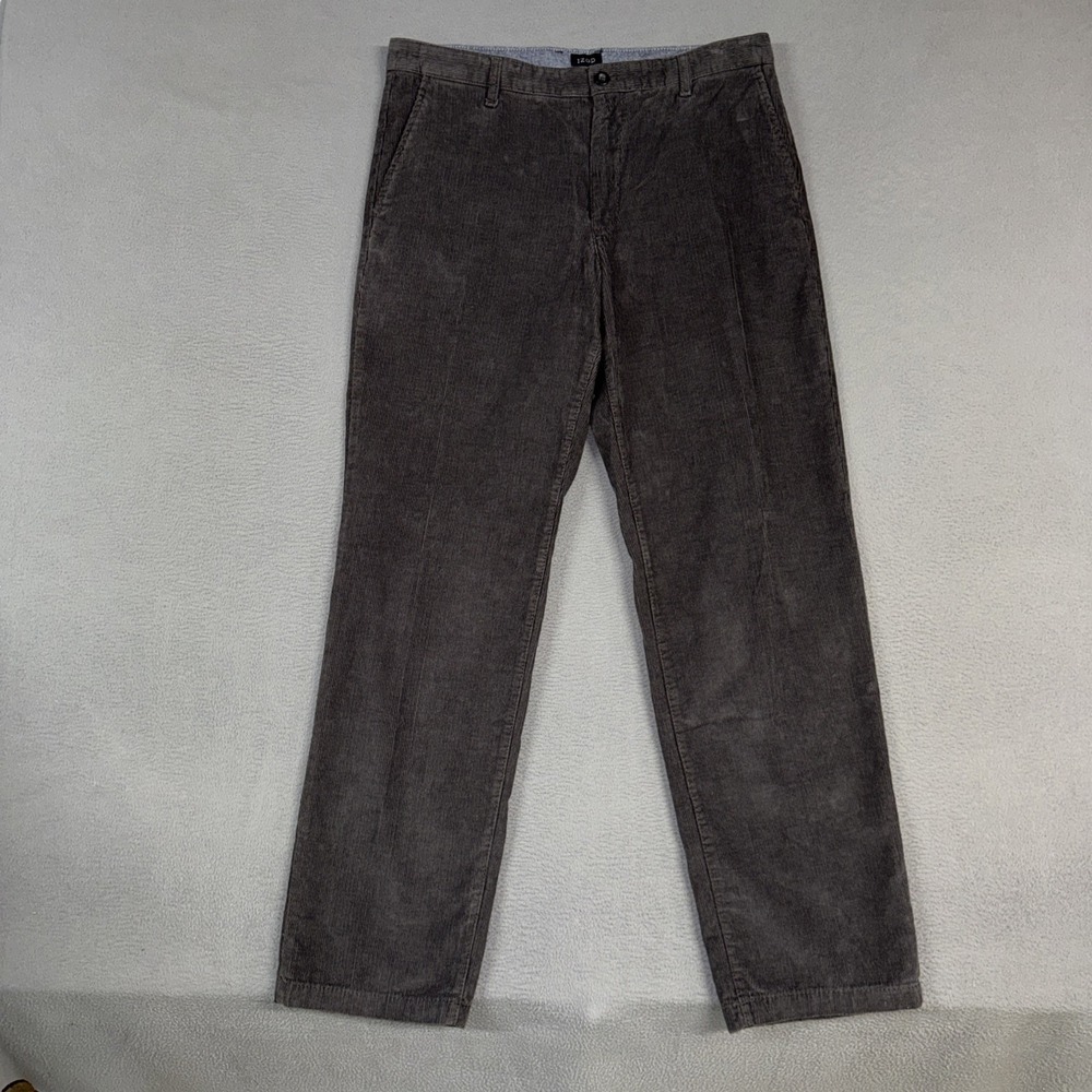 Izod Pants Mens 36x34 Gray Straight Leg Corduroy Stretch Advanced Performance